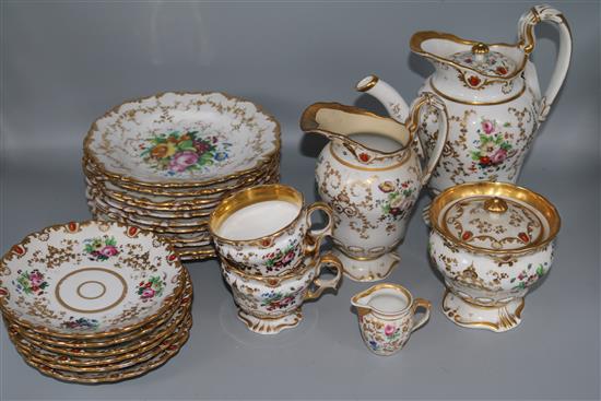 A Paris porcelain gilt & floral tea service